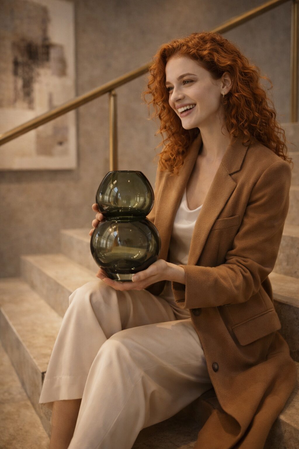 интерьерная статуэтка на полке в современном пространстве — крупный план